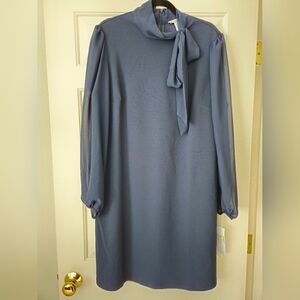 London Times Elegant Blue Long-Sleeve Dress NWT